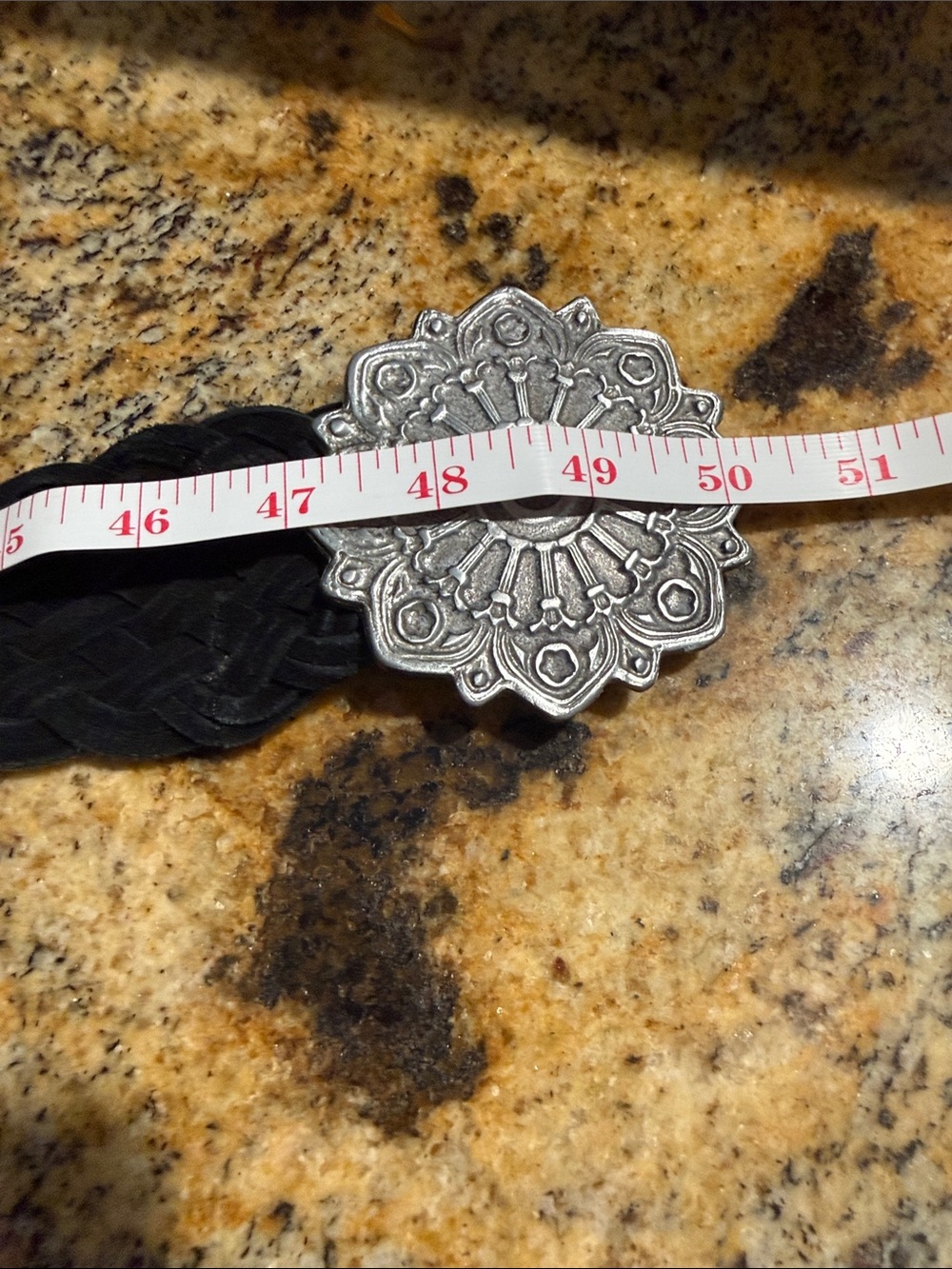 Vintage Everything Braided Black Concho Belt with Metal  Medallion - Picture 9 of 13